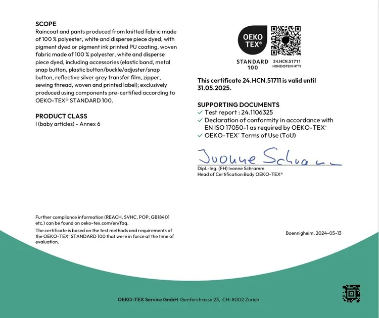 OEKO-TEX certificate